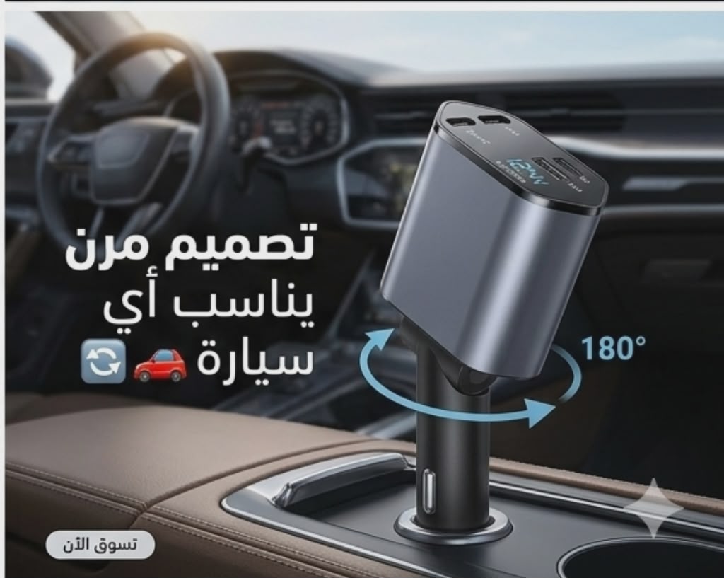 Chargeur de Voiture Rétractable, Charge Rapide 120W شاحن سريع